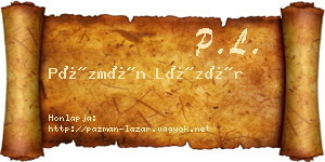 Pázmán Lázár névjegykártya